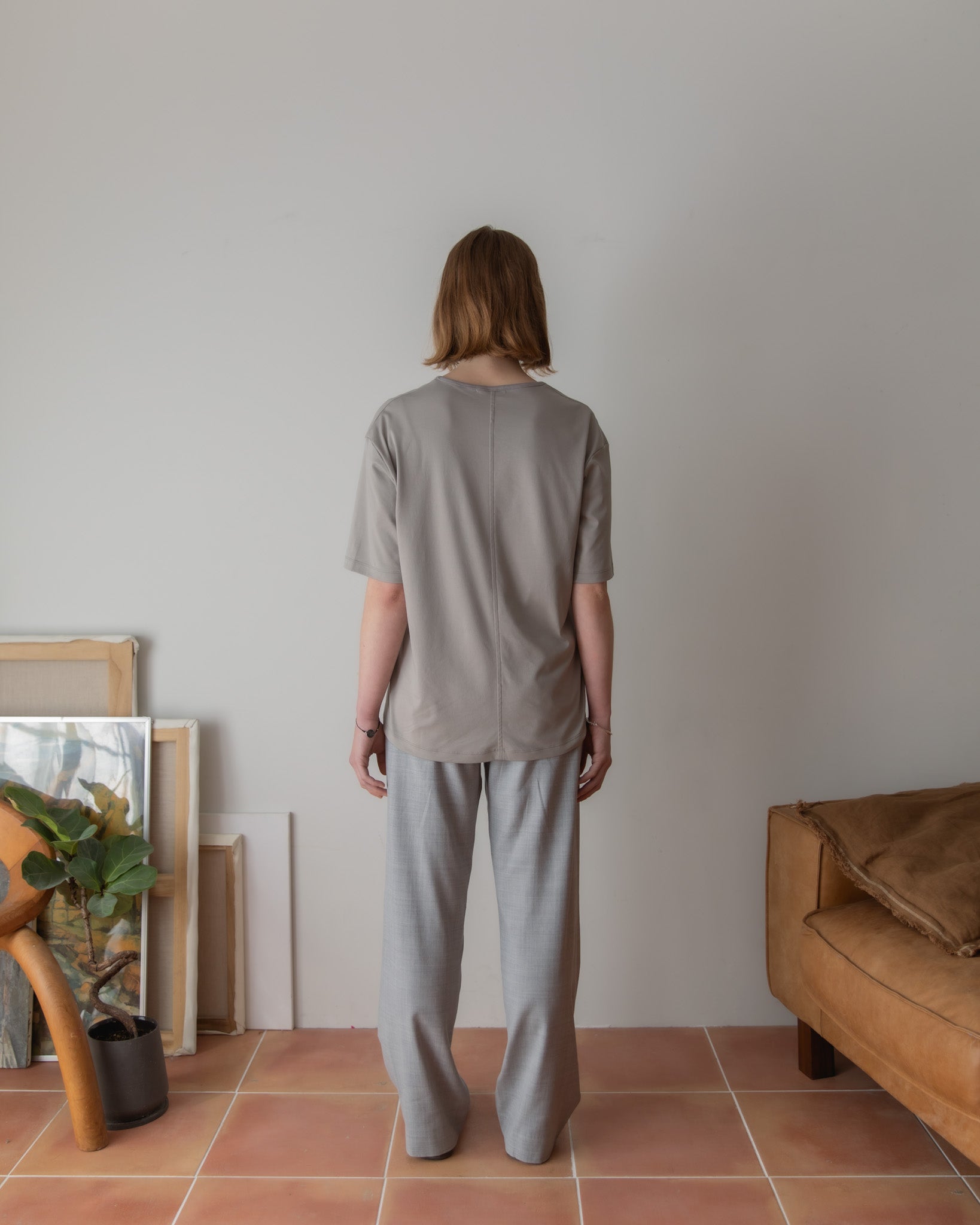 WOOL SILK GABARDINE SLACKS