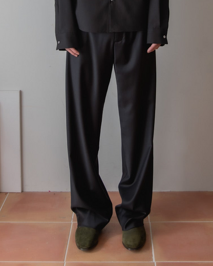 WOOL SILK GABARDINE SLACKS