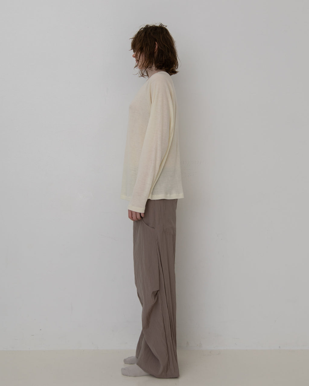 WOOL NILON TUCK PANTS