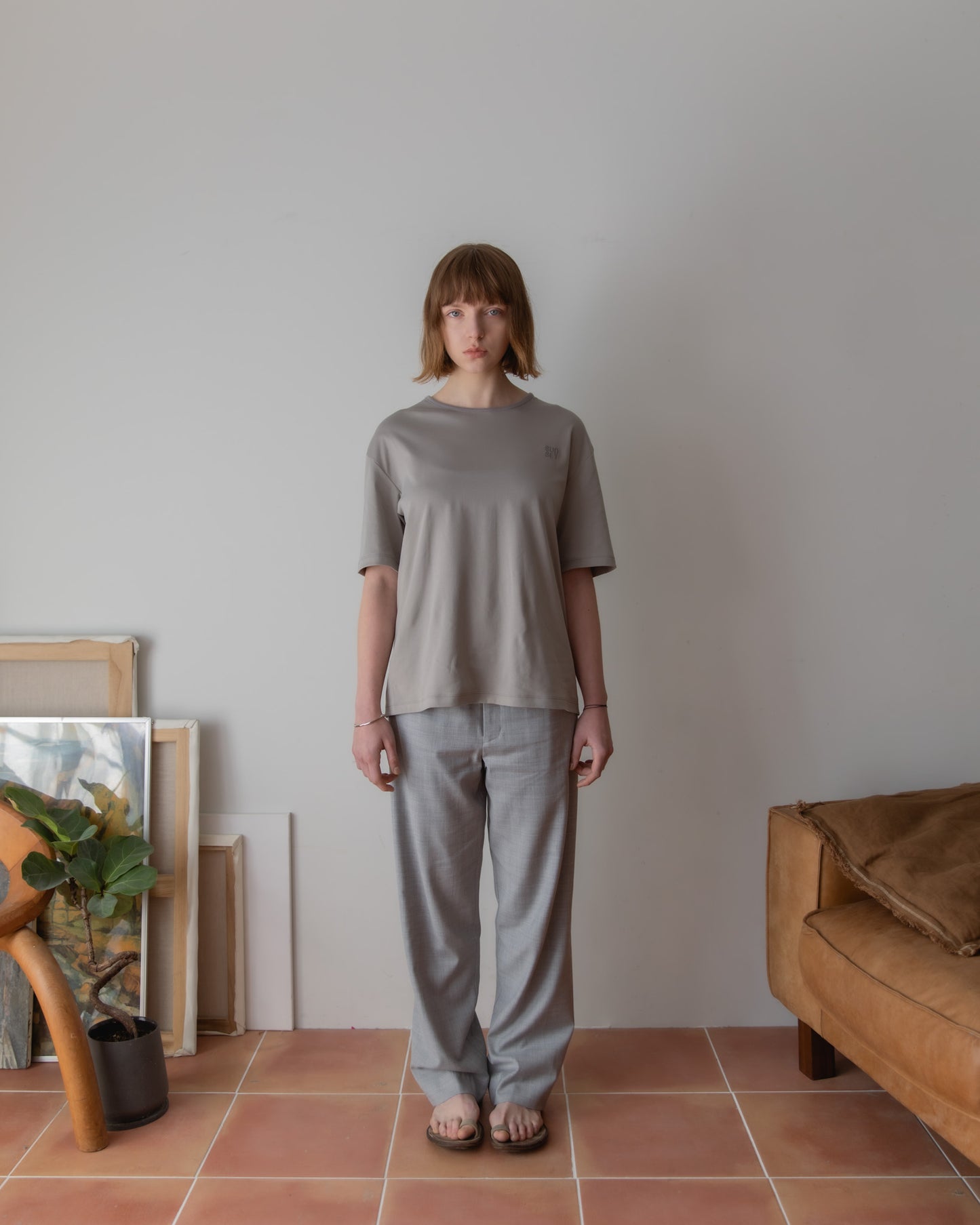 WOOL SILK GABARDINE SLACKS